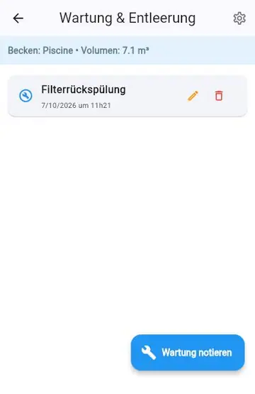Wöchentliche Wartung