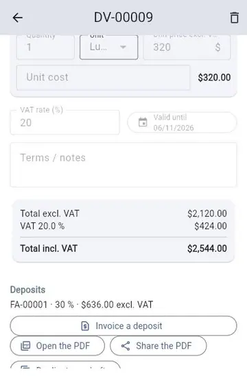 A new job: from quote to final invoice