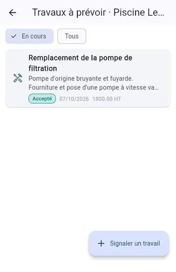 A problem is reported: works and equipment