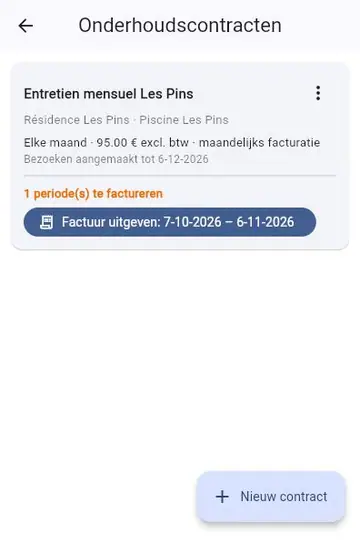Onderhoudscontract: automatische bezoeken en facturen
