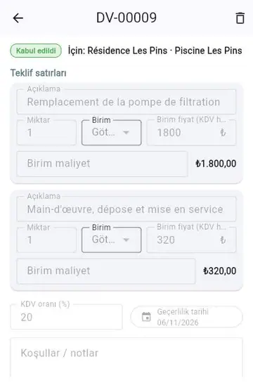 Yeni bir iş: tekliften son faturaya